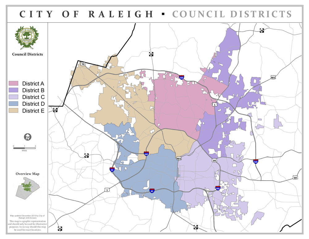 map of Raleigh City Council Districts
